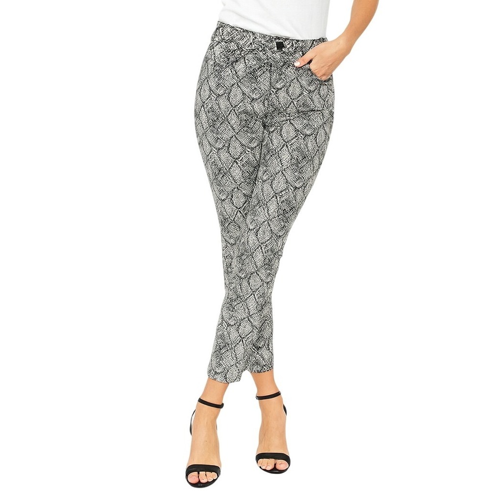 Seven7‎ Pants 8 Gray Tummyless High Rise Skinny Snake Print Slimming Ankle Chic